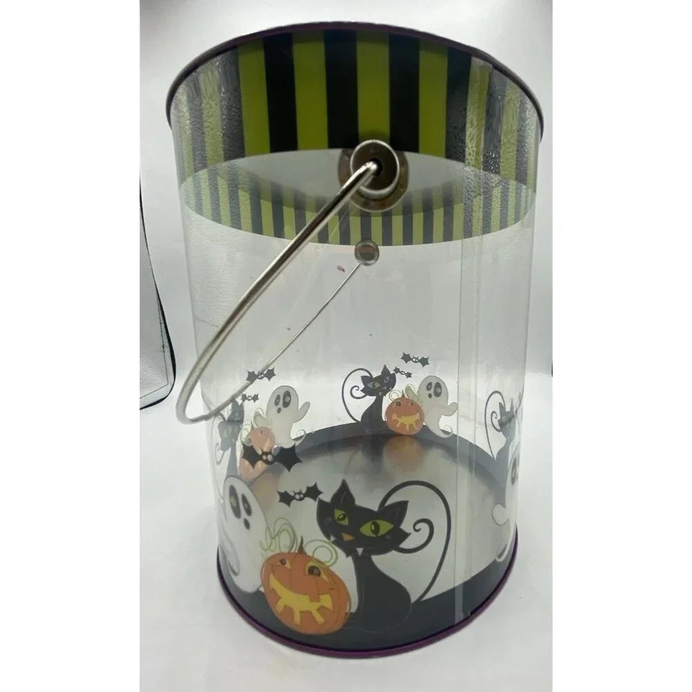 Halloween Gift Bucket Pail Trick or Treat Pumpkin Ghost Black Cat Container